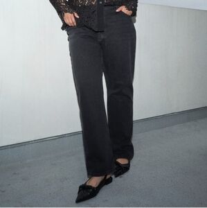 H&M midrise straight washed black jean